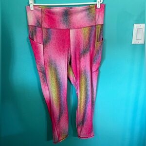 NWT Fabletics Oasis 7/8 Length Ombre Leopard Print Leggings/Yoga Pants Size 2X
